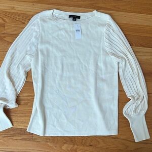 Classic Never Worn Ann Taylor Ivory Sweater with Statement Sleeves